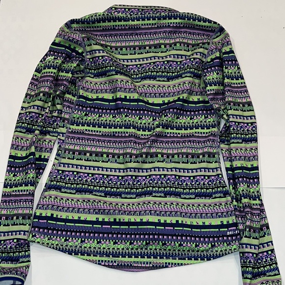 Nike Pro Dri Fit Patterned Green and Purple Women's Top Size Medium Athleisure - Picture 6 of 7